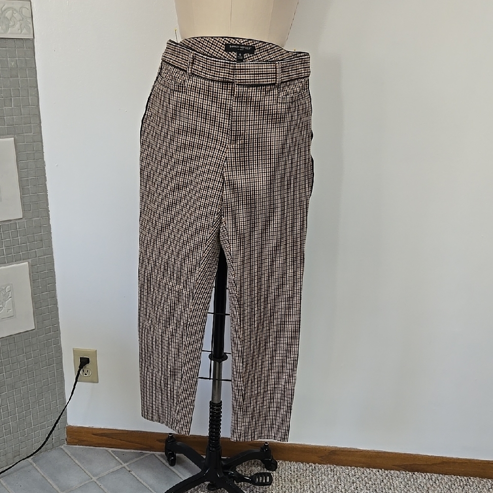 Banana Republic Sloan Black and Tan Cropped Ankle Pants